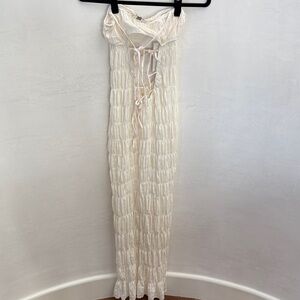 Outcast Smocked Ivory Strapless Maxi Dress